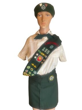 Girl Scouts Green Uniform Set - Skirt, Sash & Cap, blouse